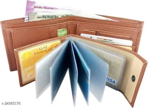 Trendy PU men's wallet, free size, printed net design, 2 compartments, high-quality bi-fold with credit card slots - India