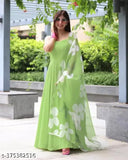 Pista Flower Georgette sleeveless dress in vibrant print, Indian ethnic wear for women