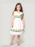 White cotton sleeveless plain print frock for baby girls