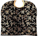 Gold tone embroidered floral design ethnic women's clutch purse, fabric material