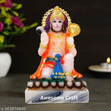 Marble multicolor Hanuman Idol statue, 13.5 cm tall, Indian artistry and craftsmanship