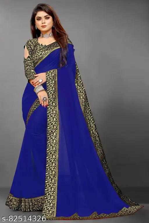 Bollywood-inspired, self-designed dyed art silk saree in black and blue