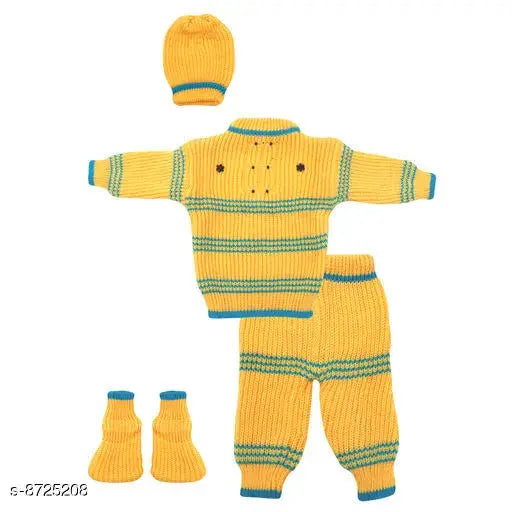 Striped wool long-sleeve baby sweater set (0-3M, 0-6M, 3-6M, 6-9M, 6-12M, 9-12M), handcrafted Indian funky design for infants