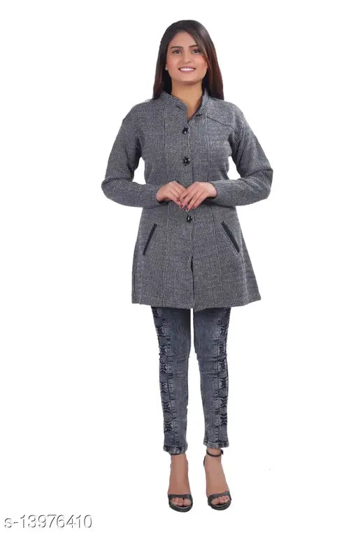 Woolen solid-colored blazer coat for women, trendy and sensational, size S-L, made in India