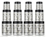 Air tight food grade plastic containers, pack of 12, black, with lids, set of 1200 and 650 ml and 350 ml