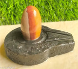 Ardhnarishwar Narmadeshwar Shivling, natural Narmada stone, 3"x3"x2", handcrafted Indian spiritual icon for home pooja