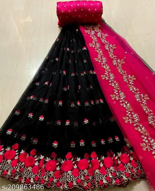 LATEST SEMI STITCH NET LEHENGA CHOLI