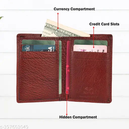 Pure leather RFID wallet for men by URBAN LEATHER, features 8 card slots, 2 cash compartments, & 2 secret pockets. Classic styled wallet perfect for modern gents
