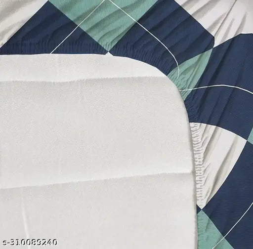Soft, checkered cotton fitted bedsheet for double king bed (78x72x8 inches), featuring all-around 360 elastic for a secure fit. Ideal for enhancing your sleeping experience during summer