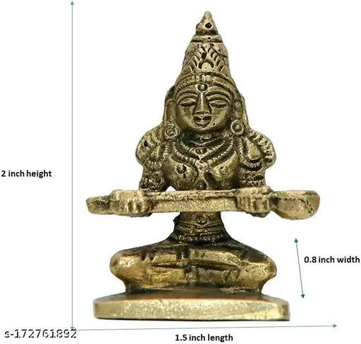 Brass Mata Annapurna Devi Idol, Indian Goddess of Food & Prosperity