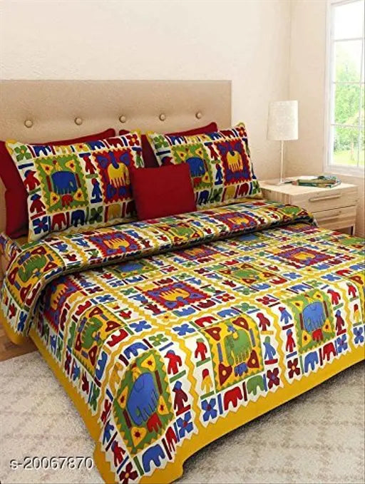 Voguish cotton queen-size bedsheets, attractive 330 thread count, pack of 1 with 2 pillow covers