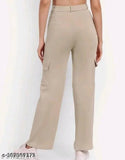 Nylon trousers, women's elegant and attractive, premium cotton blend, high-rise straight fit
