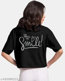 Printed cotton blend women's crop top for office, casual wear - S, M, L, XL