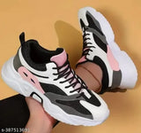 Pink mesh casual sneakers for girls, comfortable & versatile sports shoes for running or walking