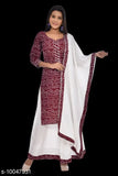White rayon women's kurta set with skirt