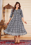 Black and white embroidered anarkali kurta, full length, short sleeves