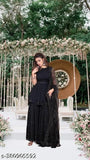 Black lace sari drape, traditional Indian bridal attire