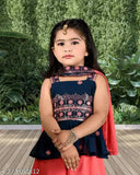 Multicolor Starry Night Kurti Palazzo set for girls, embroidered anarkali with georgette dupatta, sizes 1-13 years, Indian origin