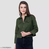 Denim women's solid color jacket, three-quarter sleeve, solid pattern, sizes available from S to XL