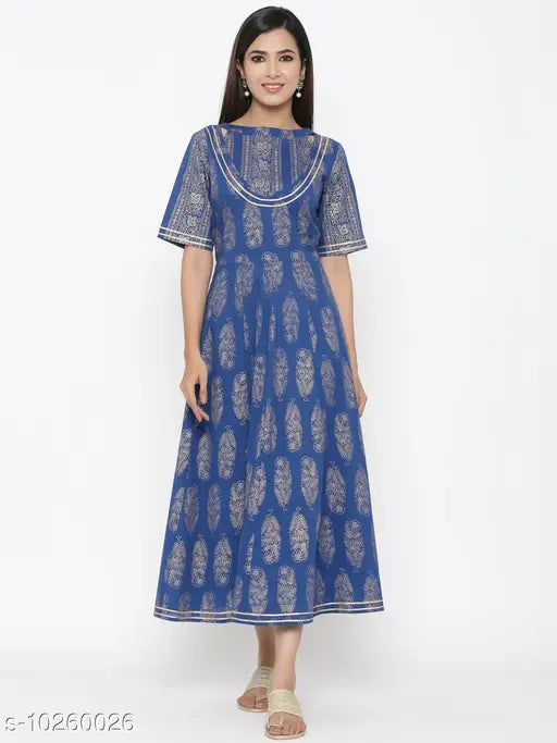Womens blue cotton kameez dress