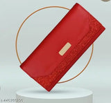 Modern women's wallet, red satin fabric