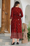 Rayon Anarkali kurti, printed combo, three-quarter sleeves for women, India origin