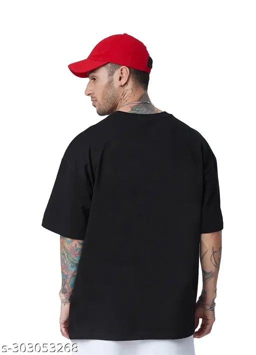Trendy oversized cotton blend men's half sleeve round neck t-shirt, available in plus sizes. Printed net pattern design