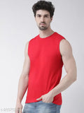 Red cotton Friskers men's round neck sleeveless t-shirt, soft and breathable for active comfort