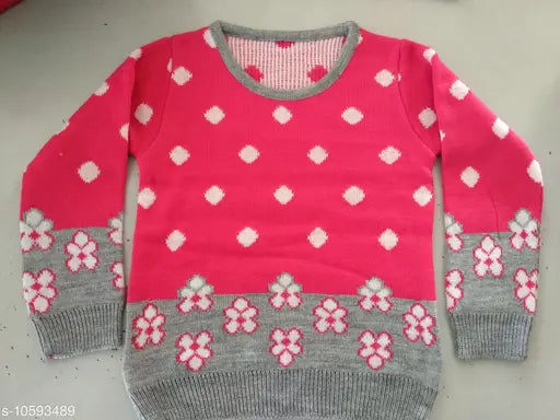 Acrylic self-design long sleeve kids sweater, comfy and warm for 3-4 years old, made in India