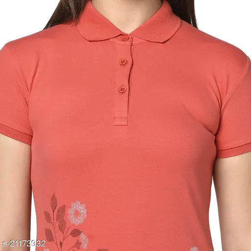 Cotton blend, regular fit polo t-shirt in pique lycra - women's short sleeves by clea