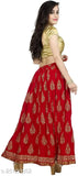Traditional rayon ethnic skirt, printed net design, DIAMO Indian long skirt on mannequin
