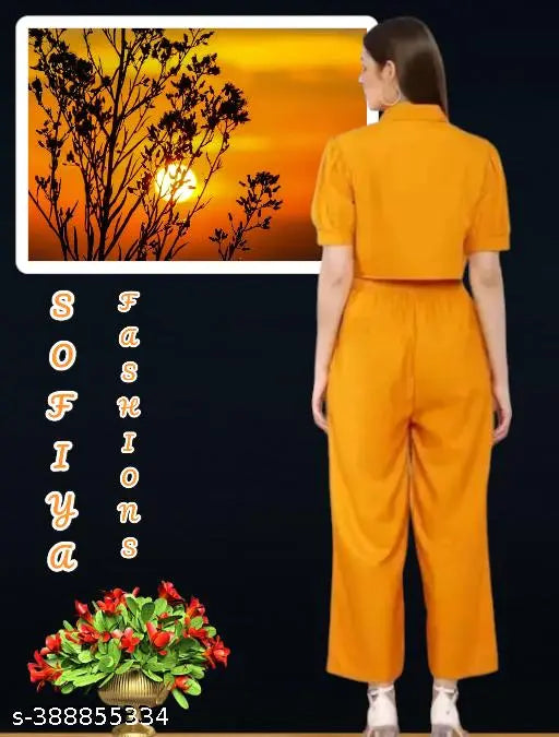 Stylish acrylic jumpsuit for pretty girls, sleeveless and solid-patterned for casual, formal, parties, or dates. Two pieces set from India