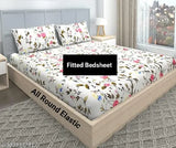 Soft microfiber double bedsheet [72x78 inches], big pillow covers [18x28 inches] with floral print, ideal for adults in summer