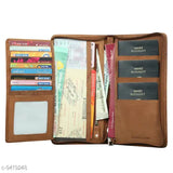 Leather khaki passport holder, solid design, free size, India-made travel accessory