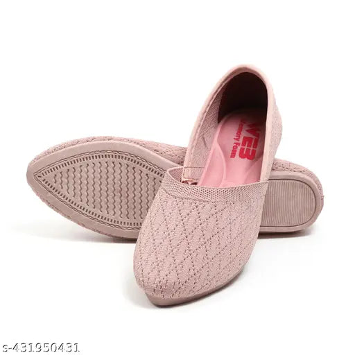 Pink suede bellies style shoes for womens partywear