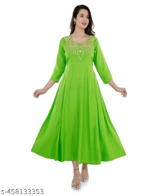 ParotGreen015 - Bright yellow kameez with long skirts