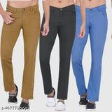 Skinny fit mid rise solid stretchable cotton blend jeans for men (pack of 3), ideal for modern looks with t-shirts and shirts. Available in sizes 28, 30, 36 (waist: 28/30/36, length: 32in) from India