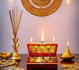 Brass God Idol: Laxmi Kuber Bhandari Dhan Laxmi Kit Box, traditional Indian Diwali decoration (3.5cm x 3cm x 10cm)