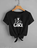 Black crop top and t-shirt for women, lycra, short sleeves, super girl printed