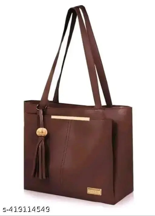 Brown leather sling bag with multiple card slots and a small tassel on front