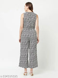 White printed jumpsuit for women, high-quality breathable blend, sleeveless design, best-selling fashion piece