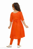 Embellished rayon top with cotton bottom, three-quarter sleeve girls clothing set for 4-7 years, India origin