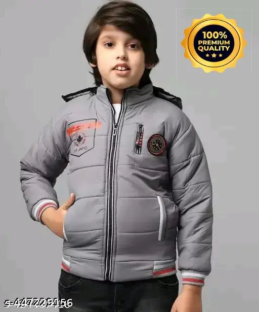 Grey jacket for boys with a zip front