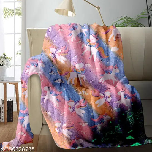 Glow-in-the-dark fleece blanket for kids, ideal for mild winter, 57x79 inches, Radium fibers, soft & plush, perfect all-season companion