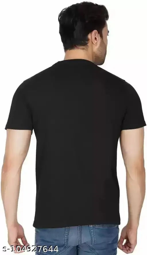 Rebozo Black Half Sleeve Printed Cotton Tshirt For Men'S