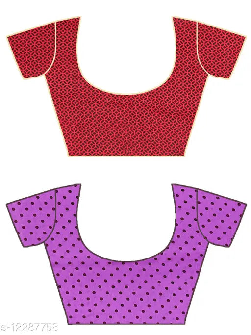 Red and purple printed georgette saree pack of 2
