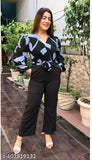 Indian embroidered georgette jumpsuit with long sleeves, size XL