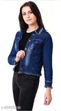 Denim waistcoat for women, solid pattern, long sleeves. Ideal addition to any season wardrobe, made in India