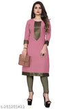 Cotton stylelist kurti with work, solid combo and three-quarter sleeves for women, size XS to 5XL