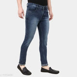 Stylish branded men's cotton blend jeans, dyed/washed, size 28-36 (waist 28-36, length 40in, hip 32-40in)